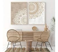 Lienzos decorativos con mandalas para pared, pósteres de yoga, arte para la atención plena, decoración de paredes para el hogar y dormitorios (30x45cm x 2/marco interno)