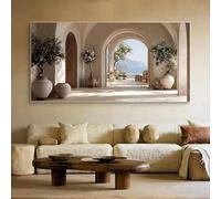 Lienzos decorativos con motivos de olivos y arcos costeros españoles para la decoración del salón (40 x 80 cm).