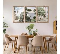 Lienzos decorativos con motivos retro de paisajes urbanos mediterráneos, arte para pared, decoración para el hogar, estilo costero y de viajes (30x40cm - 3 piezas)