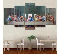 Lienzos decorativos cuadros pared lienzo Última Cena de Jesucristo y los 12 Apóstoles Vintage Cristiano arte de pared de lienzo 5 piezas cuadros decoracion salon modernos cuadros para dormitorios