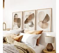 Lienzos decorativos de arte abstracto contemporáneo estilo nórdico, en tonos marrones y beige, ideales para la decoración de salas de estar y dormitorios (40x55cm - 3 piezas).
