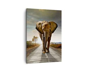 Lienzos decorativos Elefante camino campo Cuadro Sobre Lienzo Moderno Vertical 50x70cm Cuadros Decoracion Salon Dormitorio Cocina Cuadros Pared Imágenes Wall Art Prints Decor Canvas PA50x70-0214