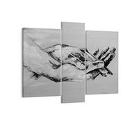Lienzos decorativos Escrito A Mano Manos Blanco Y Negro Cuadro Sobre Lienzo Moderno 95x80cm Cuadros Decoracion Salon Dormitorio Cuadros Pared Tríptico 3 Piezas Grande Wall Art Prints CB95x80-4566
