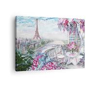 Lienzos decorativos Flores Eiffle arquitectura balcón Cuadro Sobre Lienzo Moderno 70x50cm Cuadros Decoracion Salon Dormitorio Cocina Cuadros Pared Imágenes Wall Art Prints Decor Canvas AA70x50-3130