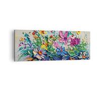 Lienzos decorativos Flores Los Colores Empasto Cuadro Sobre Lienzo Moderno 140x50cm Cuadros Decoracion Salon Dormitorio Cocina Cuadros Pared Imágenes Grande XXL Wall Art Prints Decor AB140x50-4521