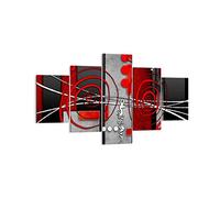 Lienzos decorativos Gráfico figuras geométricas círculo Cuadro Sobre Lienzo Moderno 125x70cm Cuadros Decoracion Salon Dormitorio Cuadros Pared Imágenes Tríptico 5 Piezas Wall Art Prints EA125x70-0599