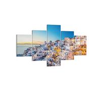 Lienzos decorativos Grecia isla verano Cuadro Sobre Lienzo Moderno 125x70cm Cuadros Decoracion Salon Dormitorio Cocina Cuadros Pared Imágenes Tríptico 5 Piezas Wall Art Prints Decor EA125x70-4062