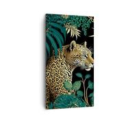Lienzos decorativos Leopardo Selva Tropical Cuadro Sobre Lienzo Moderno Vertical 45x80cm Cuadros Decoracion Salon Dormitorio Cocina Cuadros Pared Imágenes Wall Art Prints Decor Canvas PA45x80-5720