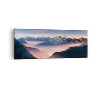 Lienzos decorativos Montañas Nubes Niebla Cuadro Sobre Lienzo Moderno 140x50cm Cuadros Decoracion Salon Dormitorio Cocina Cuadros Pared Imágenes Grande XXL Wall Art Prints Decor Canvas AB140x50-5004