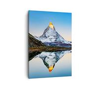 Lienzos decorativos Montañas Pico Matterhorn Cuadro Sobre Lienzo Moderno Vertical 50x70cm Cuadros Decoracion Salon Dormitorio Cocina Cuadros Pared Imágenes Wall Art Prints Decor Canvas PA50x70-5178