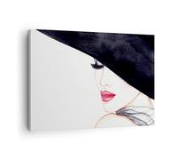 Lienzos decorativos Mujer labios sombrero elegancia Cuadro Sobre Lienzo Moderno 70x50cm Cuadros Decoracion Salon Dormitorio Cocina Cuadros Pared Imágenes Wall Art Prints Decor Canvas AA70x50-2947