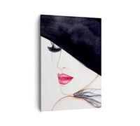Lienzos decorativos Mujer labios sombrero elegancia Cuadro Sobre Lienzo Moderno Vertical 50x70cm Cuadros Decoracion Salon Dormitorio Cocina Cuadros Pared Imágenes Wall Art Prints Decor PA50x70-2947
