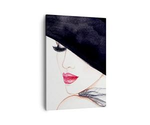 Lienzos decorativos Mujer labios sombrero elegancia Cuadro Sobre Lienzo Moderno Vertical 50x70cm Cuadros Decoracion Salon Dormitorio Cocina Cuadros Pared Imágenes Wall Art Prints Decor PA50x70-2947