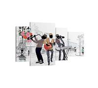 Lienzos decorativos Música instrumentos calle ciudad Cuadro Sobre Lienzo Moderno 120x70cm Cuadros Decoracion Salon Dormitorio Cuadros Pared Tríptico 4 Piezas Grande Wall Art Prints DL120x70-2933
