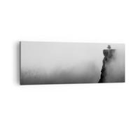 Lienzos decorativos Paisaje Niebla Acantilado Cuadro Sobre Lienzo Moderno 140x50cm Cuadros Decoracion Salon Dormitorio Cocina Cuadros Pared Imágenes Grande XXL Wall Art Prints Decor AB140x50-5283