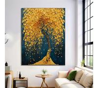 Lienzos Decorativos Para Pared Pintura Al Óleo Del Árbol La Moneda Oro - Lienzo Sin Marco Hojas Lingote Oro, Obra Decorativa Para Dormitorio, Cocina, Sala De Estar (70x100cm, Amarillo Dorado)