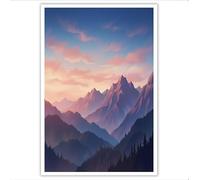 Lienzos Decorativos Para Pared Pintura Cumbres Montaña Minimalistas- Lienzo Sin Marco Cordilleras Estratificadas,Obra Decorativa Para Dormitorio, Cocina, Sala De Estar (30×40 Cm, Rosa Púrpura)