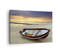 Lienzos decorativos Playa barco mar Báltico verano Cuadro Sobre Lienzo Moderno 70x50cm Cuadros Decoracion Salon Dormitorio Cocina Cuadros Pared Imágenes Wall Art Prints Decor Canvas AA70x50-0515