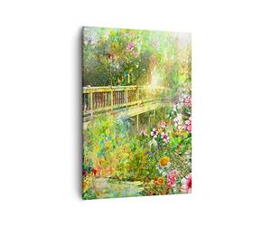 Lienzos decorativos Puente parque flor primavera Cuadro Sobre Lienzo Moderno Vertical 50x70cm Cuadros Decoracion Salon Dormitorio Cocina Cuadros Pared Imágenes Wall Art Prints Decor PA50x70-2906