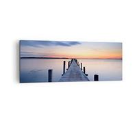 Lienzos decorativos Puesta del sol lago agua puente Cuadro Sobre Lienzo Moderno 140x50cm Cuadros Decoracion Salon Dormitorio Cuadros Pared Imágenes Grande XXL Wall Art Prints Decor AB140x50-2508