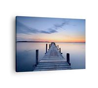 Lienzos decorativos Puesta del sol lago agua puente Cuadro Sobre Lienzo Moderno 70x50cm Cuadros Decoracion Salon Dormitorio Cocina Cuadros Pared Imágenes Wall Art Prints Decor Canvas AA70x50-2508