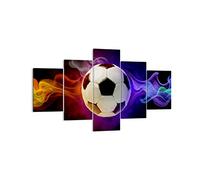 Lienzos decorativos Resumen bola llama fútbol Cuadro Sobre Lienzo Moderno 125x70cm Cuadros Decoracion Salon Dormitorio Cuadros Pared Imágenes Tríptico 5 Piezas Wall Art Prints Decor EA125x70-2111