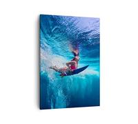 Lienzos decorativos Surf Mujer Submarino Cuadro Sobre Lienzo Moderno Vertical 50x70cm Cuadros Decoracion Salon Dormitorio Cocina Cuadros Pared Imágenes Wall Art Prints Decor Canvas PA50x70-4274
