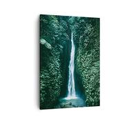 Lienzos decorativos Trópicos Cascada Selva Cuadro Sobre Lienzo Moderno Vertical 50x70cm Cuadros Decoracion Salon Dormitorio Cocina Cuadros Pared Imágenes Wall Art Prints Decor Canvas PA50x70-5103