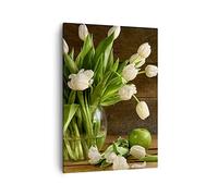 Lienzos decorativos Tulipanes manzana ramo de flores primavera Cuadro Sobre Lienzo Moderno Vertical 50x70cm Cuadros Decoracion Salon Dormitorio Cuadros Pared Imágenes Wall Art Prints PA50x70-2629
