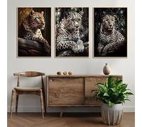 Lienzos impresos con animales y vida salvaje, póster, arte de pared, imagen HD, pintura abstracta de animales salvajes para decoración moderna del hogar en la sala de estar (60x90cm-3 piezas)
