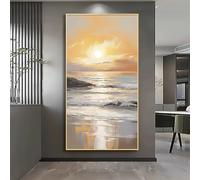 Lienzos impresos con diseño abstracto de puesta de sol sobre el océano: "Un futuro brillante. Arte mural para oficina. Tema vibrante de playa. Decoración del hogar" (40 x 80 cm).