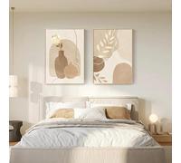 Lienzos impresos con diseño abstracto neutro de jarrón floral, decoración geométrica Wabi-Sabi para el hogar (60x85cm-2 piezas)