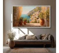Lienzos impresos con motivos de costa y paisajes: pósteres decorativos con imágenes de pueblos, mar y montañas (40 x 80 cm).