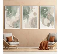 Lienzos impresos con motivos florales modernos de estilo Japandi, pósteres de arte abstracto, arte zen para la pared del salón y decoración del hogar (50x75cm-3 piezas)