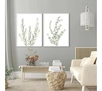 Lienzos impresos con motivos nórdicos de plantas verdes y hojas de eucalipto en acuarela (40x60cm - 2 unidades)