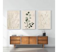 Lienzos impresos con motivos retro de plantas, pósteres decorativos de eucalipto japonés (30x50cm - 3 piezas)