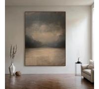 Lienzos impresos con pintura al óleo abstracta en gris neutro sobre estilo Wabi Sabi, arte mural moderno, decoración contemporánea para el hogar (35x50cm)