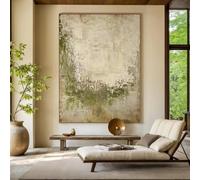 Lienzos impresos con pintura, estilo Wabi Sabi beige, arte mural moderno, abstracto verde, decoración sencilla y neutra (40x60 cm/sin marco)