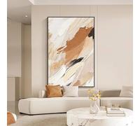 Lienzos impresos en tonos tierra neutros, arte abstracto para pared, póster con estampado de pinceladas (30x50 cm/sin marco)