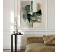 Lienzos impresos, pintura verde beige, arte abstracto japonés, estilo Wabi Sabi neutro, decoración de pared moderna para apartamento (35x50cm)
