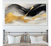 Lienzos impresos, pinturas, arte mural negro, pósteres, impresión de lujo, lámina dorada, decoración de interiores para sala de estar, hogar y oficina (70 x 140 cm).