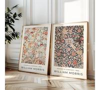 Lienzos impresos, pósteres de William Morris, arte de pared, póster vintage, estampado floral, exposición, dormitorio, oficina, decoración del hogar (60x90cm-2 piezas)