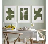 Lienzos impresos, pósteres, pinturas, arte mural moderno y sencillo de estilo medieval en verde, pósteres abstractos para galerías, decoraciones retro (30x50cm-3 piezas)