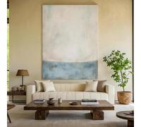 Lienzos impresos Wabi Sabi, arte abstracto craquelado, pintura mural minimalista en azul claro y beige para estilo moderno (40x55 cm).