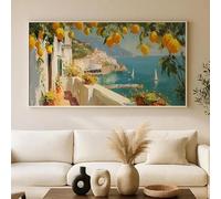 Lienzos modernos con diseño de paisaje de limoneros y costa para decoración de sala de estar u oficina (40 x 80 cm).