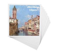 Lienzos para Pintar en Blanco (Pack de 10) 20 x 20 cm,3 mm de Espesor,Adecuado para Entusiastas de la Pintura