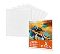 Lienzos para Pintar en Blanco (Pack de 5) 20 x 20 cm - Set Panel de Lienzo Grande Preestirado - Aptos para Pintura Acrílica y al Óleo - 100% Algodón sin Ácidos