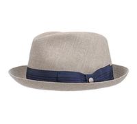Lierys Sombrero de Lino Pearson Player Hombre - Made in Italy Fedora Verano Pork pie con Banda Grosgrain Primavera/Verano - M (56-57 cm) Gris