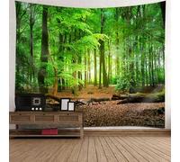 Lieson Paño de pared 260 x 240 cm, tapiz bosque natural verde marrón tapiz paisaje selva Tapiz para colgar en la pared para salón, colcha, habitación, dormitorio, decoración de pared