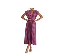 Lietex Vestido Plisado Primavera Verano Femenino 2023 Vestido Casual Cremallera Suelta Estilo Simple Sin Mangas Vestido Mujer Vestido Swing En V Oscuro Sólido Vestido Noche (Color : Purple, One Size